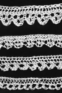 Examples of lace edgings with a scalloped shaped edge