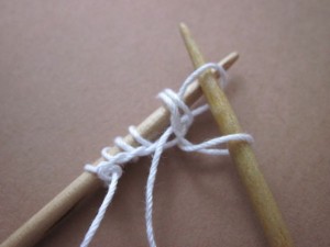 pull yarn through old stitches to make new stitch