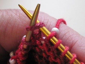 Slide Bead and Knit Next Stitch