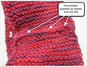 The finished seam line viewed from the WS