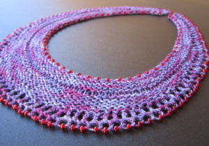 Beaded Crescent Neck Lace with red beads