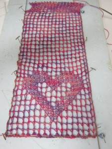 blocking in progress with wires woven in and out