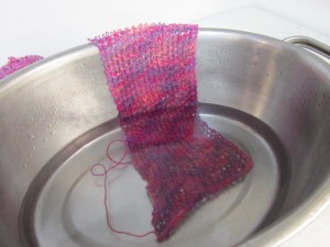 soaking a portion of the lace